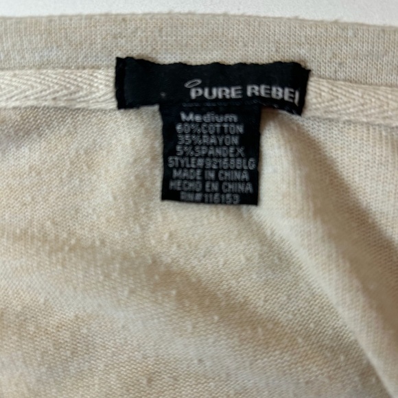 Pure Rebel Women’s cream ruffled long sleeve open tunic M - Picture 3 of 3